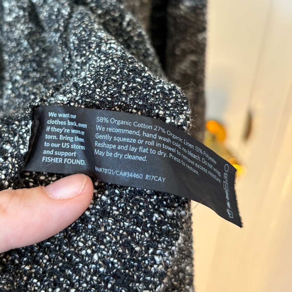 Eileen Fisher Drape Front Cardigan Blazer in Textured Black, Size XL Popcorn - Picture 6 of 9